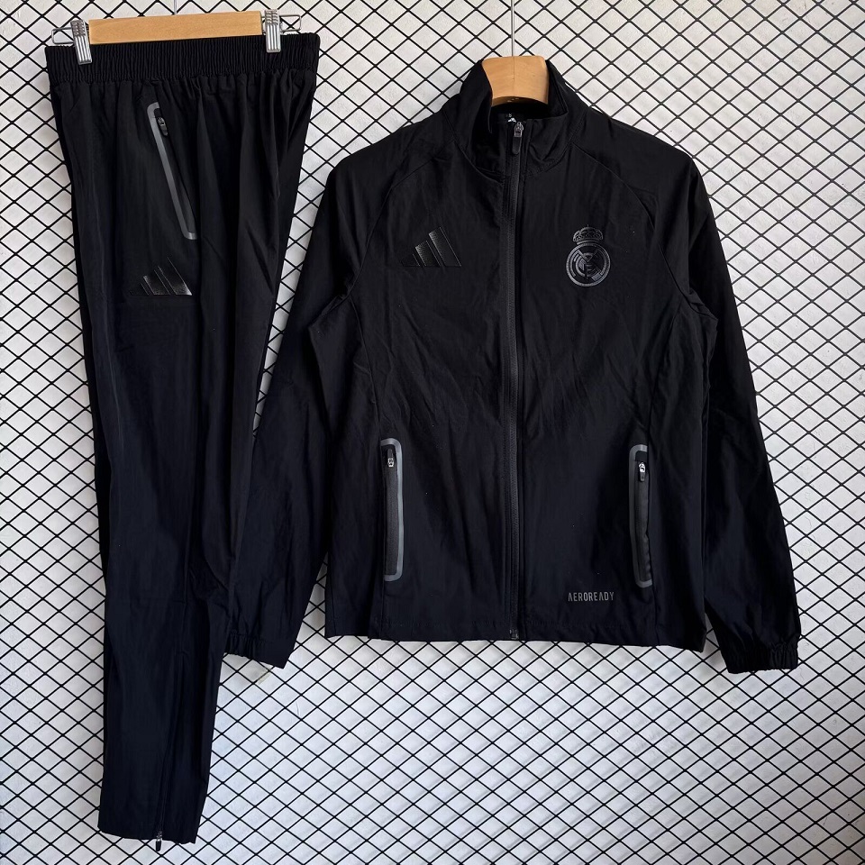 AAA Quality Real Madrid 25/26 Windcoat Tracksuit - Black